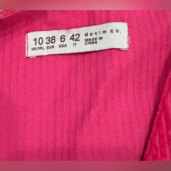 Zara Denim Co Pink Corduroy Wrap Dress Long Sleeve Size 6 - Picture 4 of 9